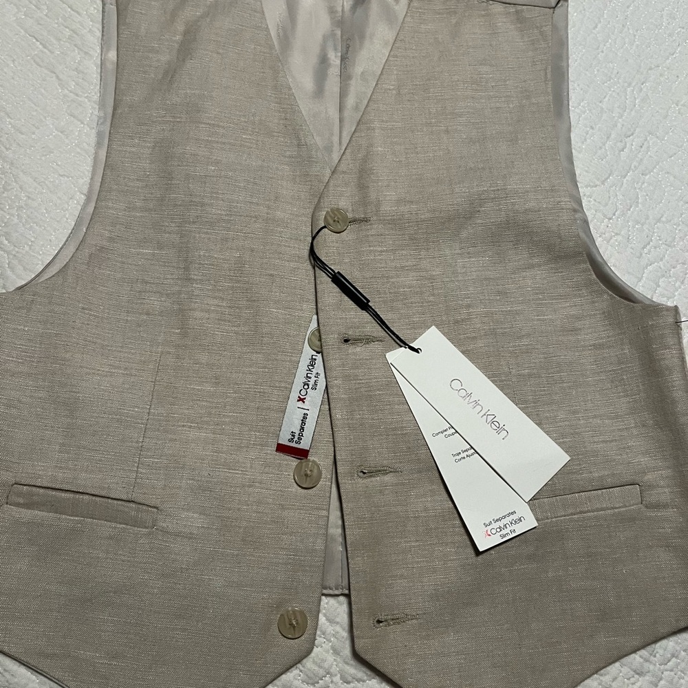 Calvin Klein Tan Vest Elegant Suit Blazer